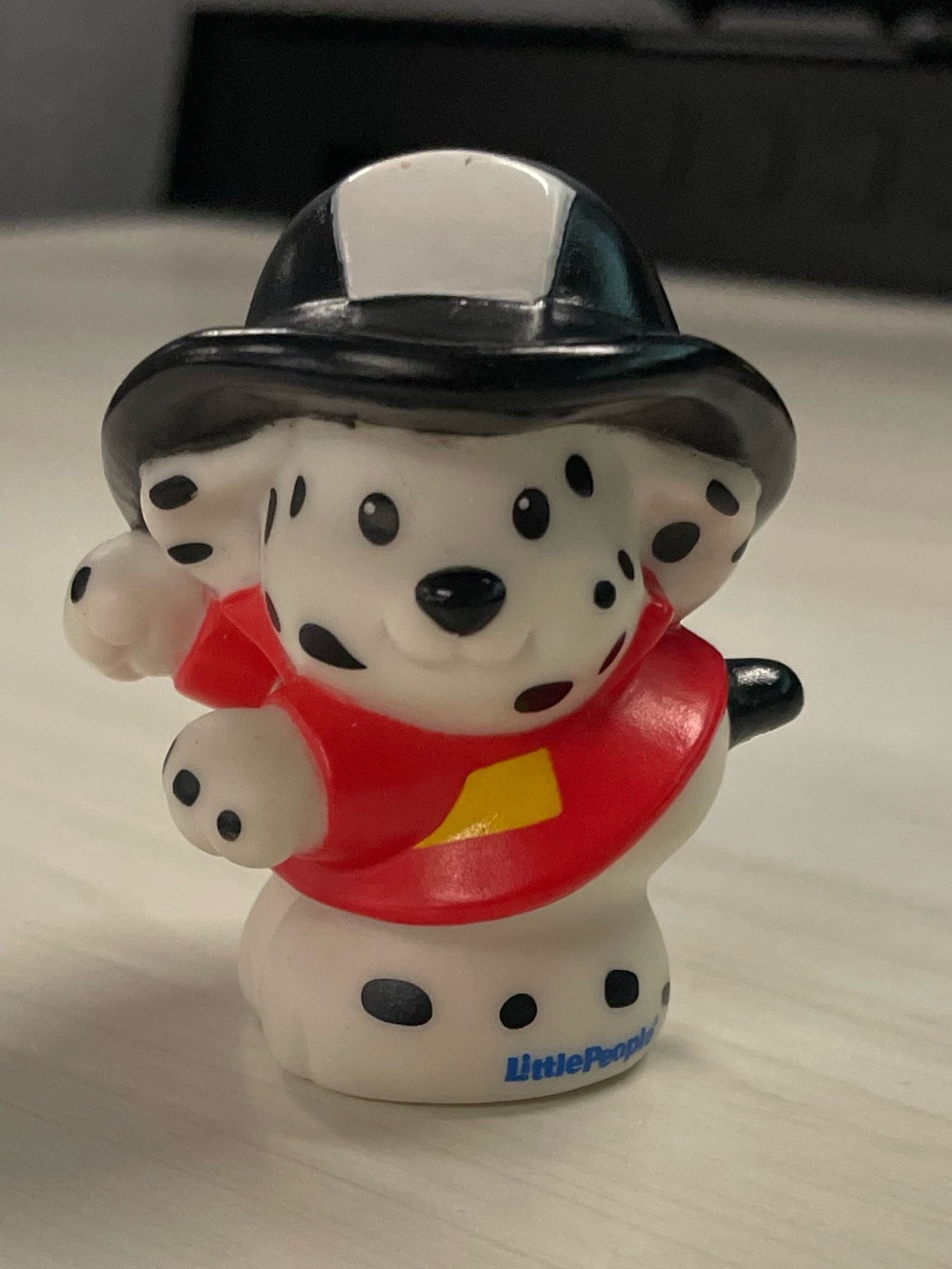 Little People Dalmatian Firefighter puppy dog Figure - Black & White Red Coat